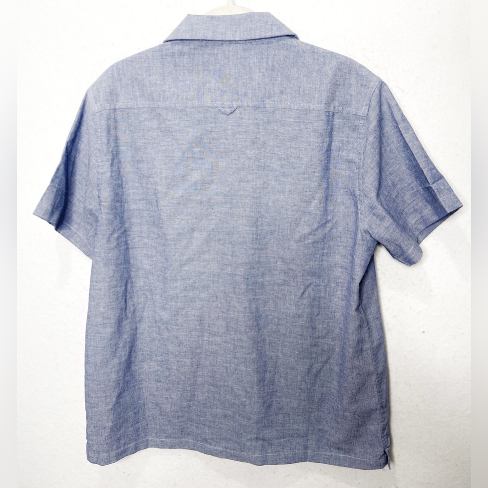 HUCKBERRY X COORS Guayabera Shirt Short Sleeve Blue Western Size Large Brewery - Picture 2 of 9